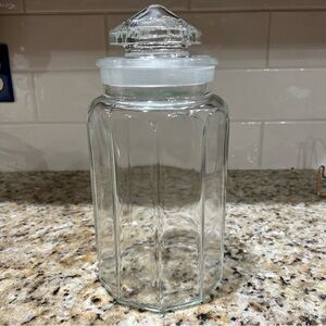 Vintage LE SMITH 10 Panel Apothecary Candy Jar with Lid Clear 11-1/2" Ground